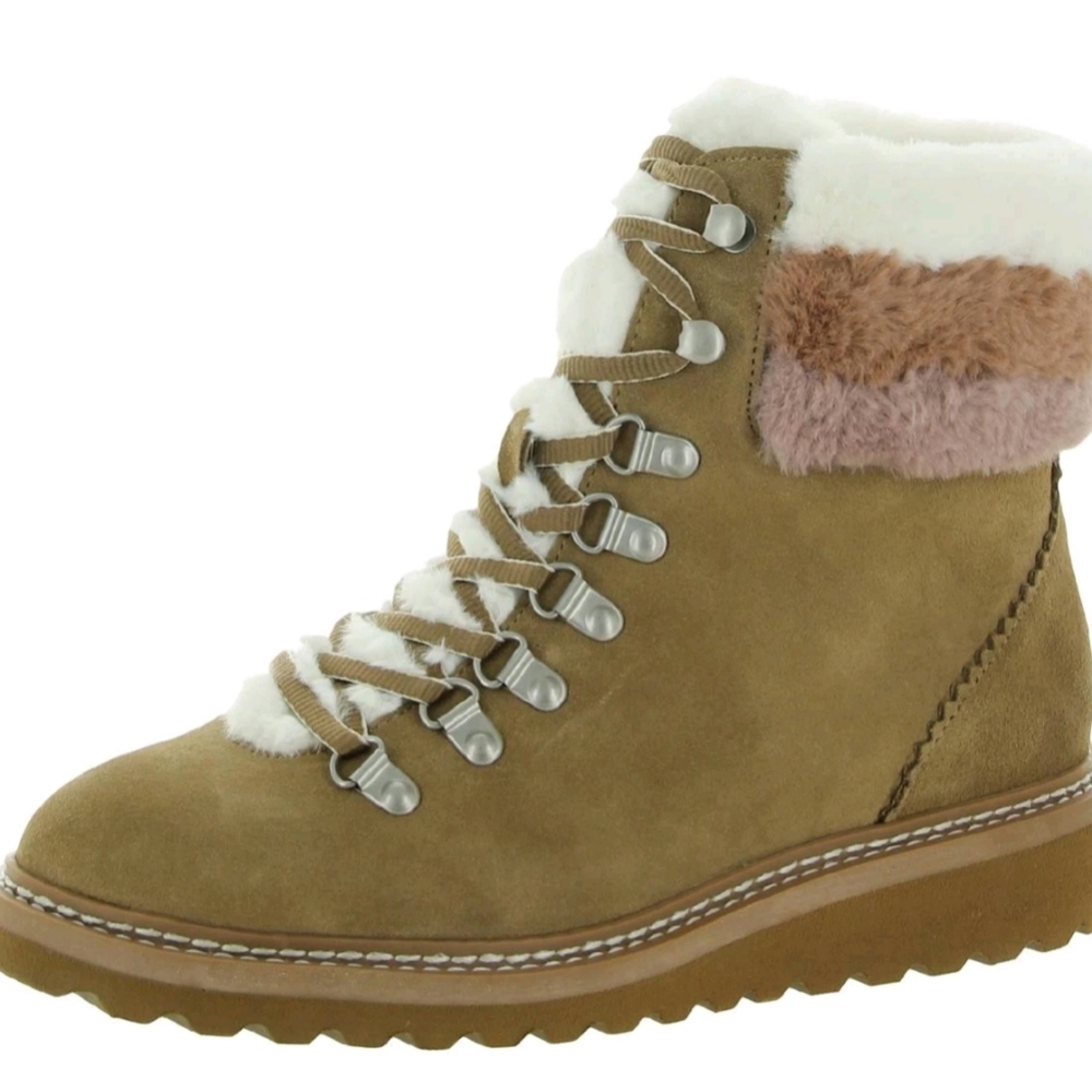 NWB Splendid Evita Faux Fur Trim Suede Hiking Boots 7.5